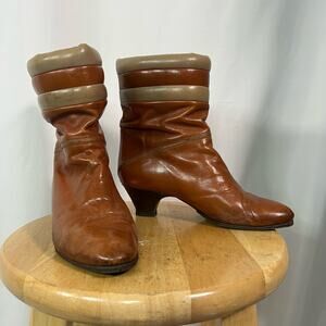 Vintage 70s Bally Heeled Puff Ankle Boots Size 5